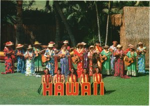 Honolulu Hawaii, Hula Show Colorful Portrait Some Performers, Vintage Postcard