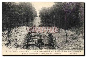 Old Postcard The Great War Militaria 1914 - Tomb of soldiers Frenchman in a n...