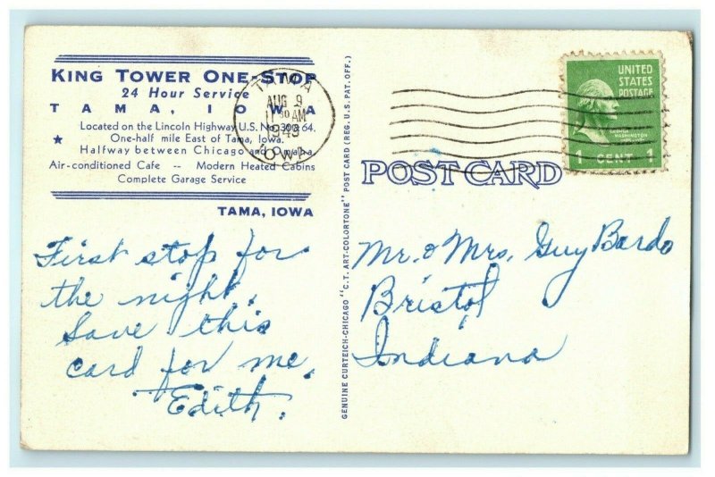 King Tower Tama Iowa Multiview 1949 Bristol Indiana Vintage Antique Postcard
