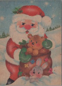 Children's Christmas Postcard - Santa Claus and Cute Animals  RR15613