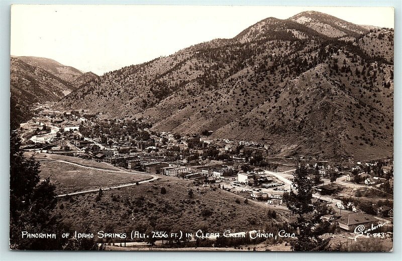 VTG Postcard RPPC Real Photo Idaho Springs CO Arial City View Sanborn Creek A5