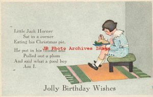 6 Postcards, Birthday Greetings with Nursery Rhymes, Little Bo Peep-Jack & Jill