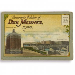 Des Moines Iowa Vintage Souvenir Postcard Folder