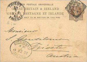 Entier Postal Stationery Postal Britain Great Britain in 1882 Liverpool to Tr...