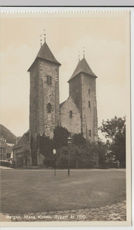 Norway; Bergen St. Mary's Church RP PPC by AS/FBP, Unused, Ex Booklet, c 1930's 