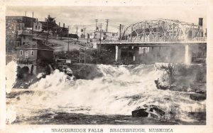 J37/ Bracebridge Muskoka Ontario Canada RPPC Postcard c1940s Waterfall 51