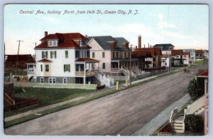 1908 OCEAN CITY NEW JERSEY*NJ*CENTRAL AVE NORTH FROM 14th STREET*BEACH HOUSES