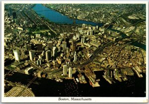 Aerial View Boston Massachusetts MA Waterfront Financial District North Postcard