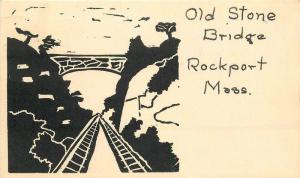 Artist impression 1938 Old Stone Bridge Rockport Massachusetts postcard 960