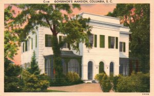 South Carolina Columbia, Governor's Mansion Columbia Post Card Vintage Postcard