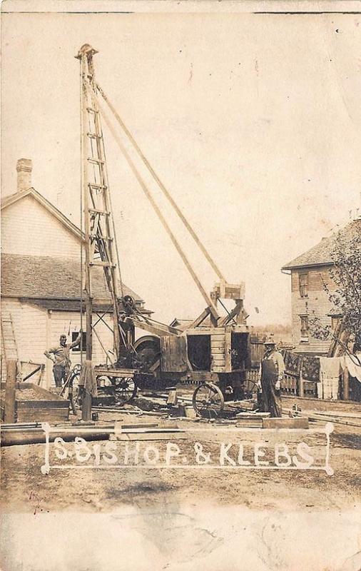 S. Bishop & Klebs Well Drilling Vintage Equipment Real Photo Postcard