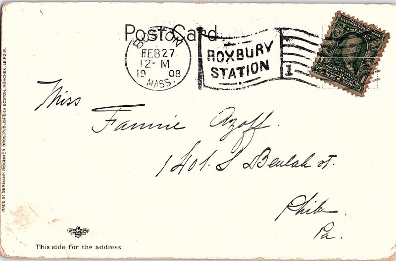 Postcard LIBRARY SCENE Boston Massachusetts MA AI4963