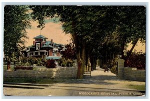 c1950's Woodcroft Hospital House Gated With Dog Tree Pueblo Colorado CO Postcard