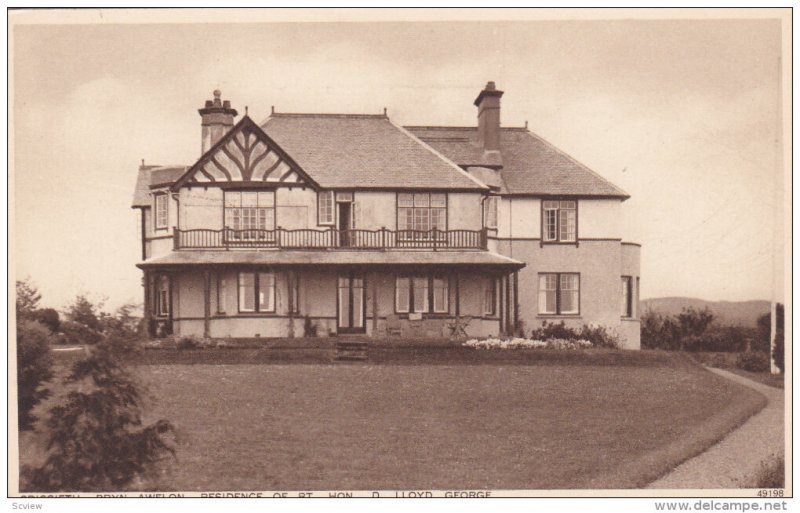 Bryn Awelon, Residence Of Rt. Hon. D. Lloyd George, CRICCIETH, Wales, UK, 191...