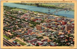 West Virginia Huntington Aerial View Of Business Section 1941 Curteich