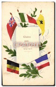 Postcard Old Glory to the valiant Allied Army
