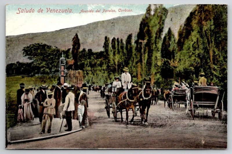 Saludo De Venezuela Avenida del Paraiso Caracas Postcard B46