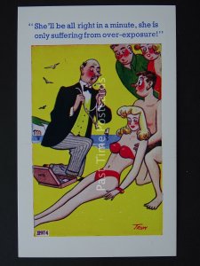 Doctor Fainting Lady SUFFERING FROM OVER EXPOSURE Comic Postcard by Brook Co Ltd