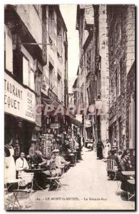 Le Mont Saint Michel - La Grande Rue - Cafe - Old Postcard