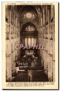 Lyon - Cathedrale Saint John Grande Nef - Old Postcard