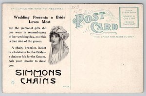 Harrisburg PA Simmons Chains Jewelry Advertising Masonic Temple Postcard G42