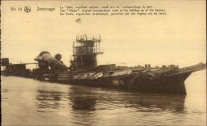 Zeebrugge Belgium WWI Detroyed Ship THETIS c1915 Postcard