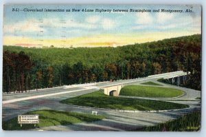 1943 Montgomery Alabama AL Vintage Postcard Cloverleaf Intersection Birmingham