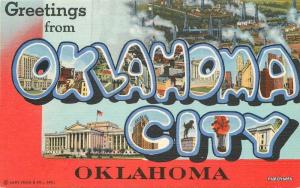 1940s Large Letters Multi View Okahoma City Oklahoma Linen Teich postcard 8948