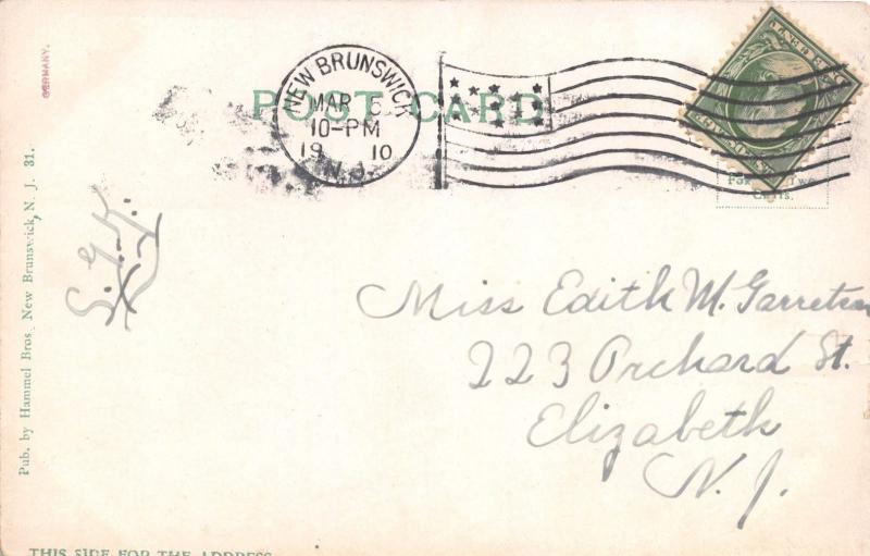 NEW BRUNSWICK NEW JERSEY~BALANTINE'S GYMNASIUM~HAMMEL BROS #31 POSTCARD 1910