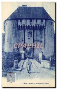 Old Postcard Caen Emergency door of the Castle Soldier Army