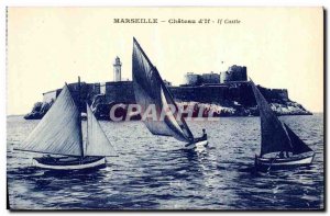 Old Postcard Marseille Chateau d if Regatta Boat