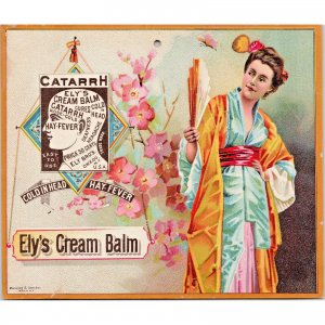 ELY'S CREAM BALM - Quack Remedy - Oriental Girl - Antique Victorian Trade Card