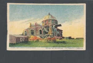 Post Card 1906 Calif Antique Photoview Ruins Of Stanford Univ Library UDB