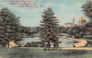 Central Park Boat Pond, Temple Beth El New York, USA Judaic 1911 marking on f...