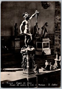 Firenze Florence Italy 1954 RPPC Real Photo Continental Postcard Perseus Medusa