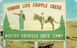 1950s Yonder Lies Cripple Creek World's Greatest Gold Camp Colorado Postcard