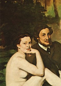 Vintage Postcard Edouard Manet Das Fruhstuck Naked Woman Art Painting