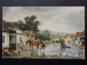 Art A RAINY DAY after Peter Graham c1903 Postcard by Valentine