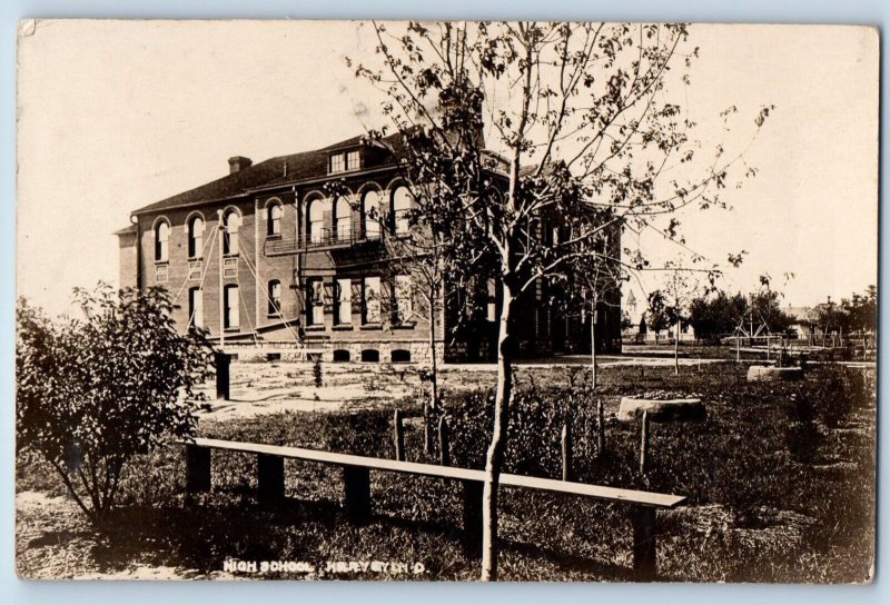 Harvey North Dakota ND Postcard RPPC Photo High School Building c1910's Antique