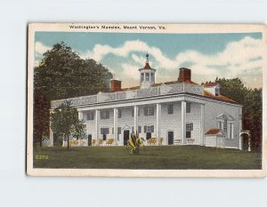 Postcard Washington's Mansion, Mount Vernon, Virginia