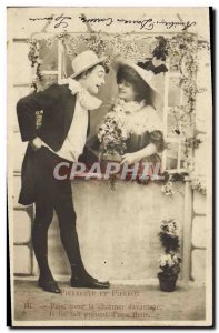 Old Postcard Fancy Pierrette and Pierrot