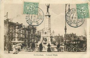 Lot 2 early postcards Rotterdam Netherlands Caland Plein & Steiger TCV stamps