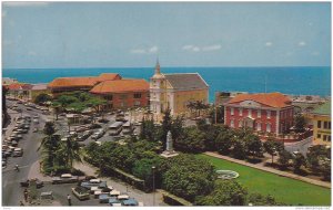 Bird's eye view of Wilhelmina Park with statue of the late Queen Wilhelmina o...