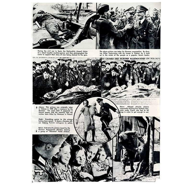 German WW2 Propaganda Photo Print 1939 Page Article Evidence Of Tampering DWKK10