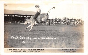 J39/ Rodeo Cowboy RPPC Postcard c20s Sheridan Nebraska Rushville 346