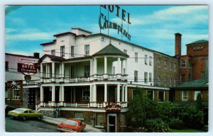 CHICOUTIMI, Quebec Canada ~Roadside HOTEL CHAMPLAIN c1970s Cars Postcard