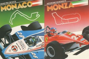 Monaco Monza 2x Grand Prix Formula 1 Race Circuit Postcard s
