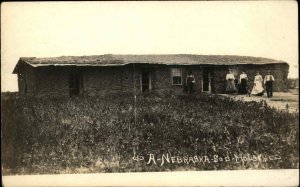 Pioneer America Social History Nebraska Sod House c1910 Real Photo Postcard