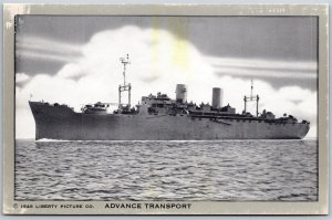 Vtg Advance Transport Naval Ship US Military WWII 1945 Navy Postcard