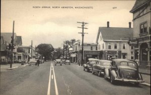 North Abington Massachusetts MA Classic Cars Street Scene Vintage Postcard